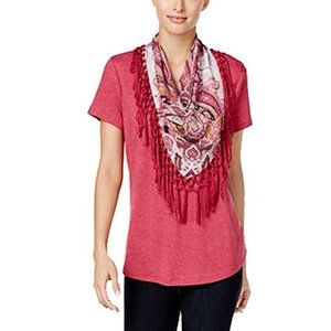 WHITE Style & Co. T-Shirt with Detachable Scarf